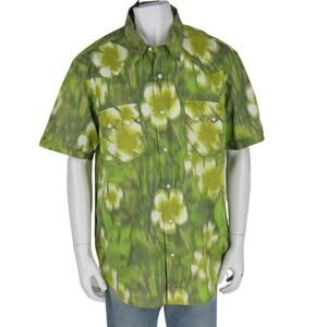 Lucky Brand Green Western Cowboy Hawaiian Aloha Orchid Floral Snap Shirt XXL